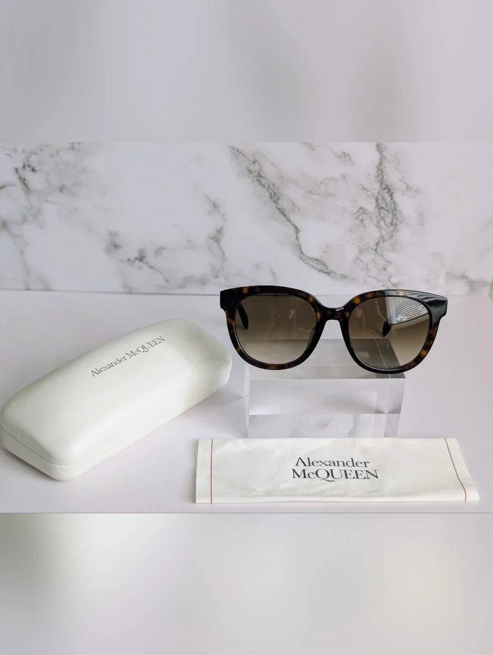 Alexander McQueen AM0304SK Havana Tortoise Gradient Sunglasses NWT Made In Italy